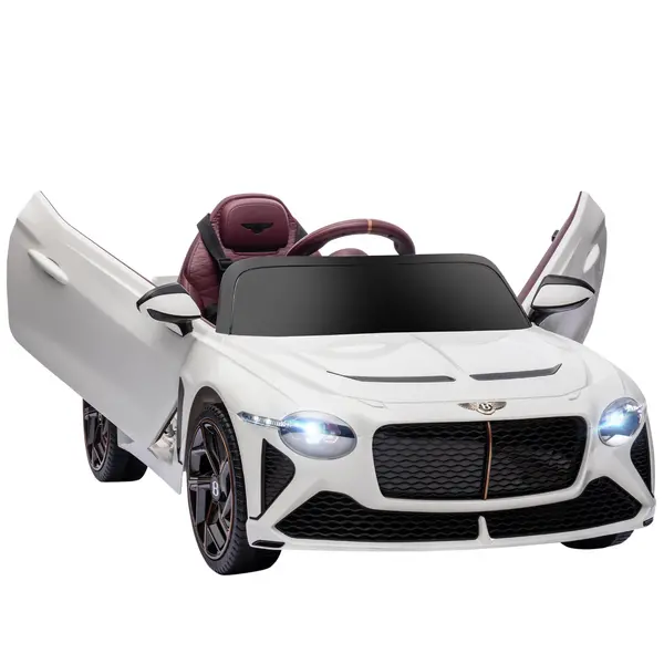 image of HOMCOM Bentley Bacalar Licensed 12V Kids Electric Ride on Car w/ Remote Control, Powered Electric Car w/ Portable Battery, for Kids Aged 3-5, White