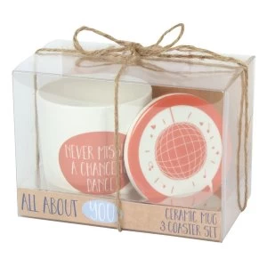 Image of Never Missing a Chance to Dance Mug and Coaster Set
