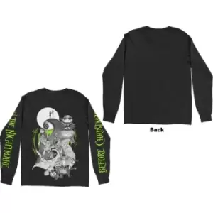 Image of Disney - The Nightmare Before Christmas Characters Green Glow Unisex Large Long Sleeved T-Shirt - Black