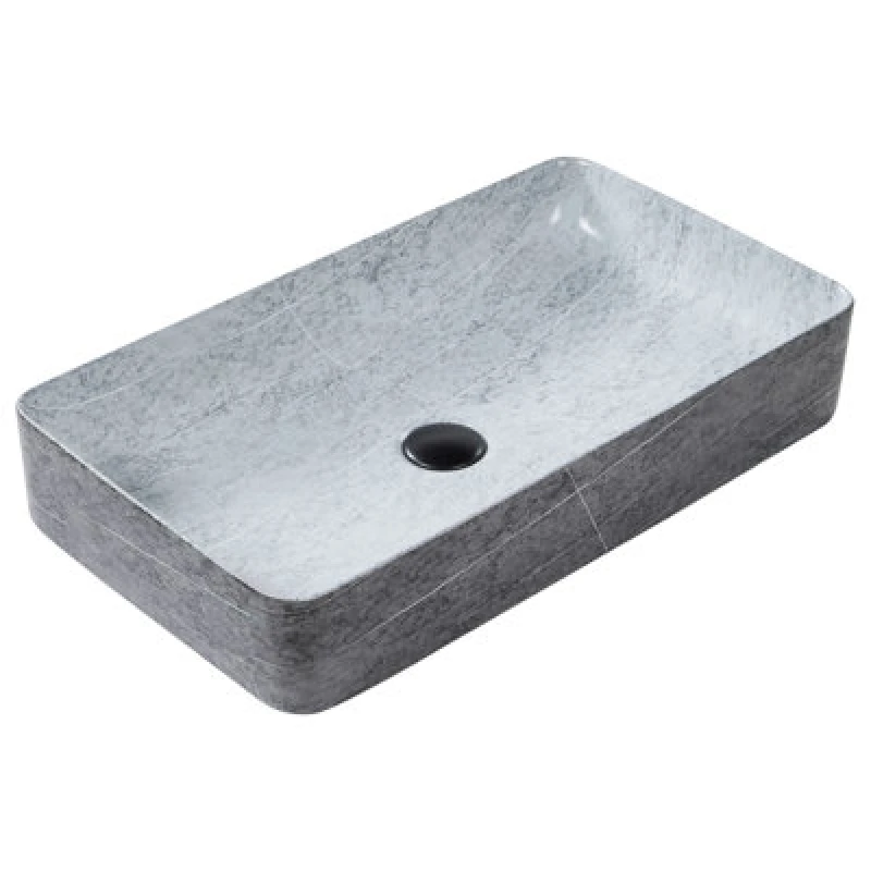 Image of Beliani Countertop Basin Artaj 610 X 350 mm Ceramic Grey Concrete Effect