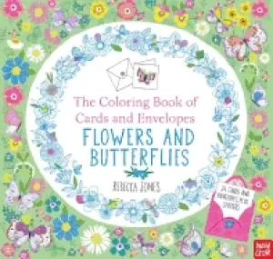 Image of coloring book of cards and envelopes flowers and butterflies