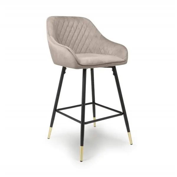 Image of Shankar Savanna Brushed Velvet Mink Bar Stools - Beige 545296cm