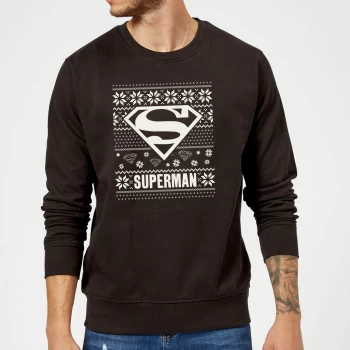 Image of DC Superman Christmas Knit Logo Black Christmas Sweatshirt - XXL - Black