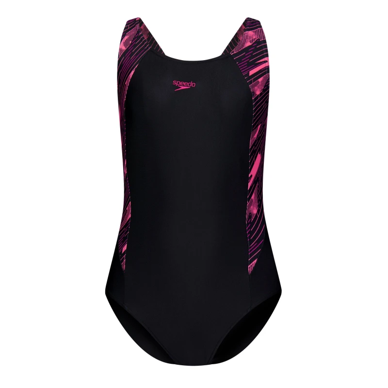 Image of Speedo Hyperboom Splice Muscleback Swimsuit Junior Girls Purple female 7-8 (S)
