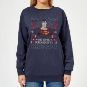Image of Superman May Your Holidays Be Super Womens Christmas Sweatshirt - Navy - XXL