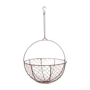 Image of Netted Wire Outdoor Hanging Basket Bronze