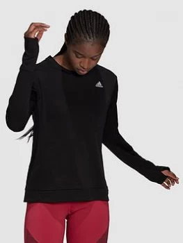 Image of adidas Cooler Long Sleeve Sweat Top - Black, Size 2Xs, Women