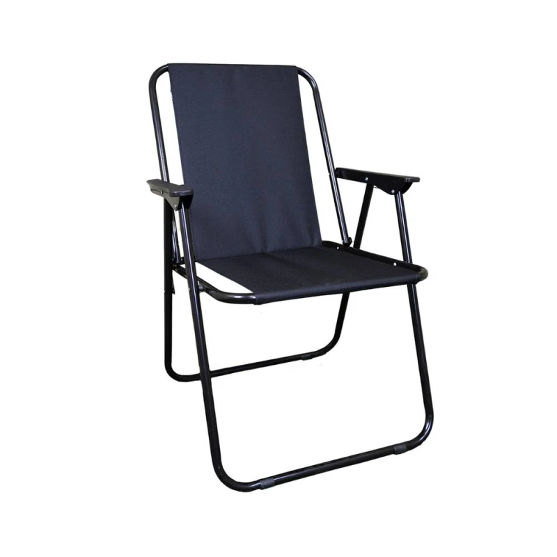 Image of Samuel Alexander 6 Pack Black Folding Canvas Outdoor Chairs with Plastic Arm Rests Black Unisex