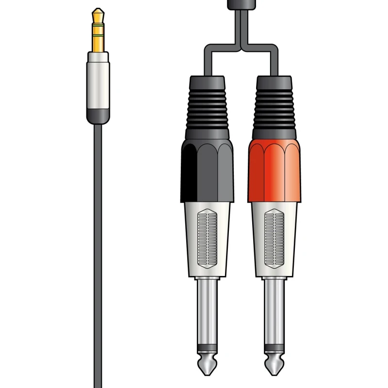 Image of Citronic 1.5m Classic 3.5mm TRS Stereo to 2x 1/4 Jack 6.35mm Mono Jacks [ Laptop to Mixer Amp Lead ] AVS-118115 Audio Cable