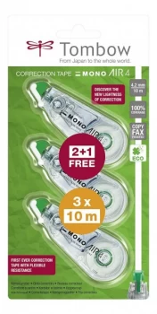 image of Tombow Mono Air Correction Tape 4.mm x 10m PK2+1 free