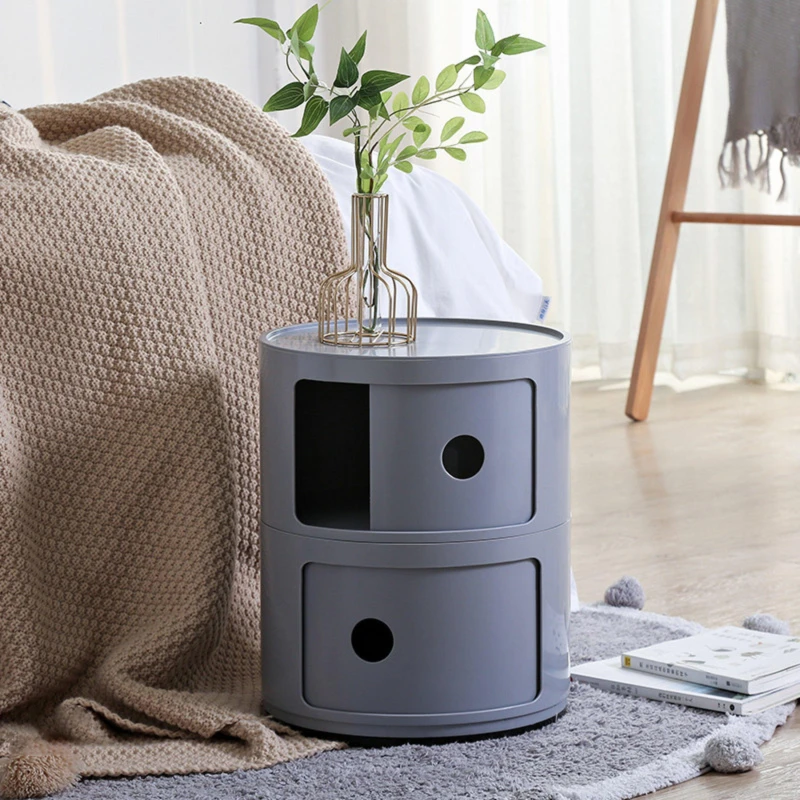 Image of LIFE IDEAS Cylindrical Multi-Tier Plastic Drawer Unit Grey unisex 4 Tier