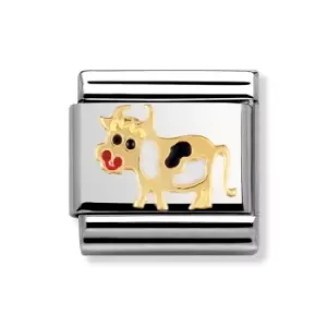 image of Nomination Classic Gold & Enamel Cow Charm