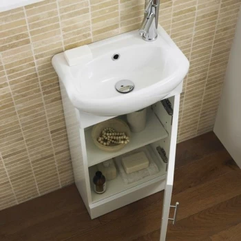 image of Sienna 420mm White Gloss Cabinet & Basin - 1 Tap Hole