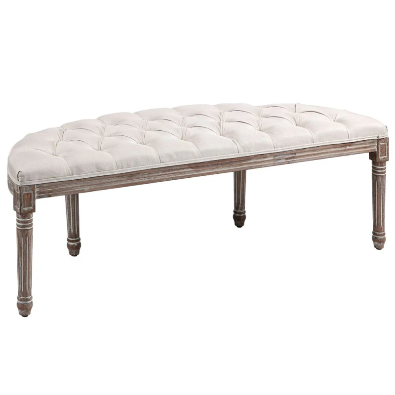 Image of HOMCOM Half circle End Bench Ottoman Footstool Button Tufting Padded Seat Cream 831-228V03CW