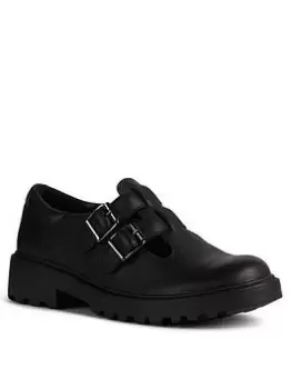 Image of Geox Casey Girls Buckle School Shoe, Black, Size 1 Older