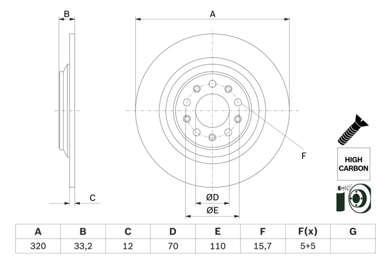 Image of Brake disc Bosch 0 986 479 G74