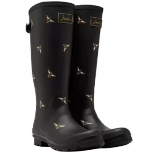 Image of Joules Womens Welly Print Boots Black Metallic Bees UK 7