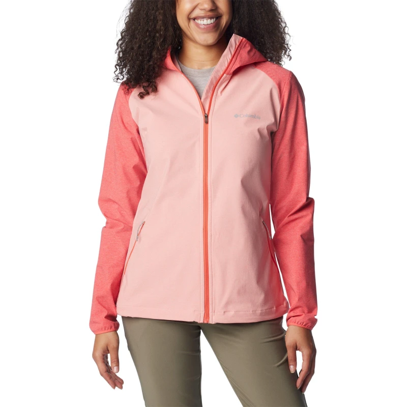 Image of Columbia Womens Heather Canyon Hooded Long Sleeve Softshell Jacket Juicy Red female 12 (M)