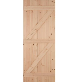 Image of JELD-WEN Ledged & Braced Unfinished Natural Redwood External Shed Door - 1981mm x 762mm (78x30 inch) Softwood Jeld Wen E26LB