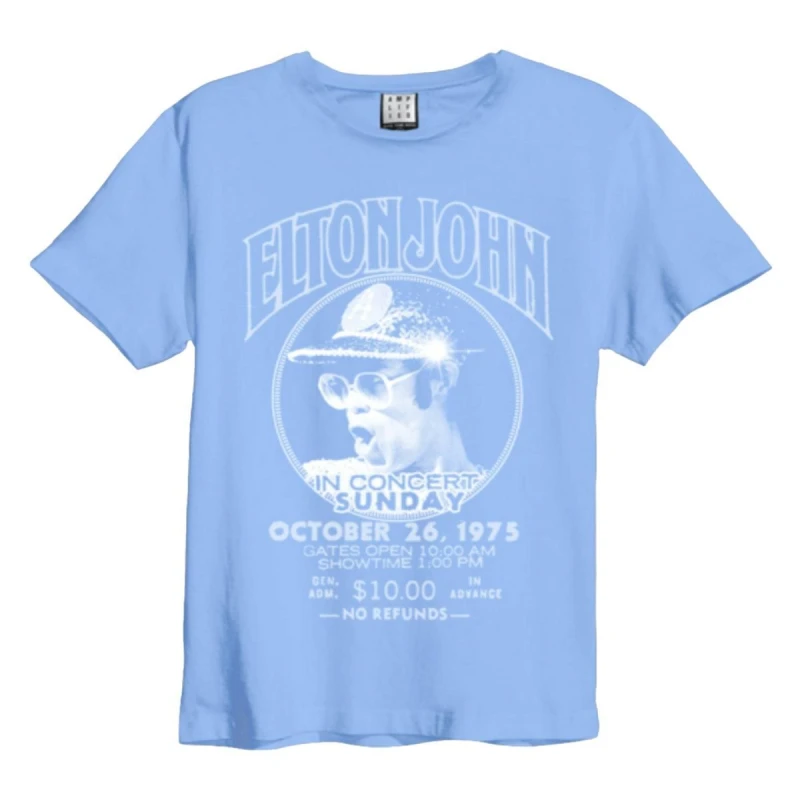 Image of Amplified Amplified Men Live in Concert Elton John T-Shirt in Pale Blue Size: X-Small Pale Blue XS Male 5063425551606