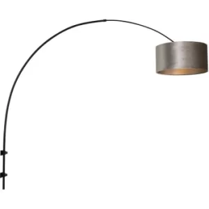 image of Sienna Sparkled Light Wall Lamp with Shade Matt Black, Velvet Silver