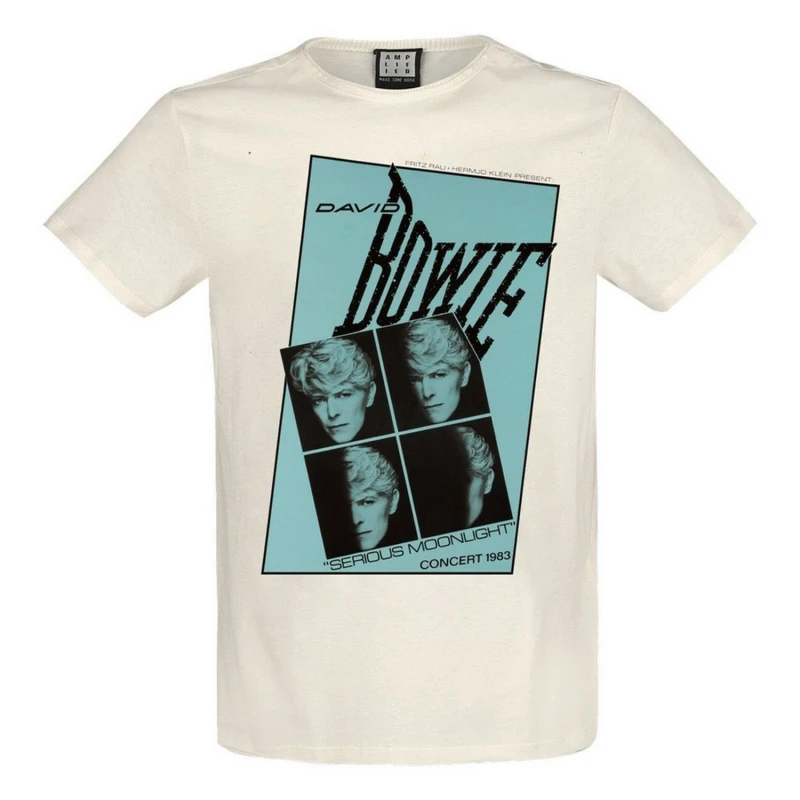 Image of Amplified Mens Serious Moonlight Quad David Bowie T-Shirt in White Size: Large White Male L