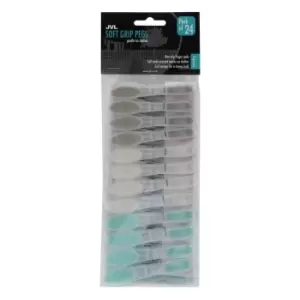 image of Jvl Soft Grip Clothes Pegs, Pack Of 24