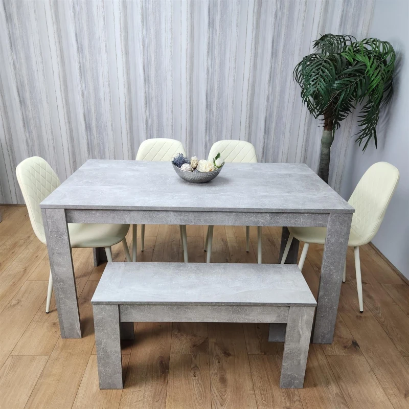 Image of KOSY KOALA Kosy Koala Dining Table Set with 4 Chairs and a Bench Dining Room and Kitchen table set of 4 Grey