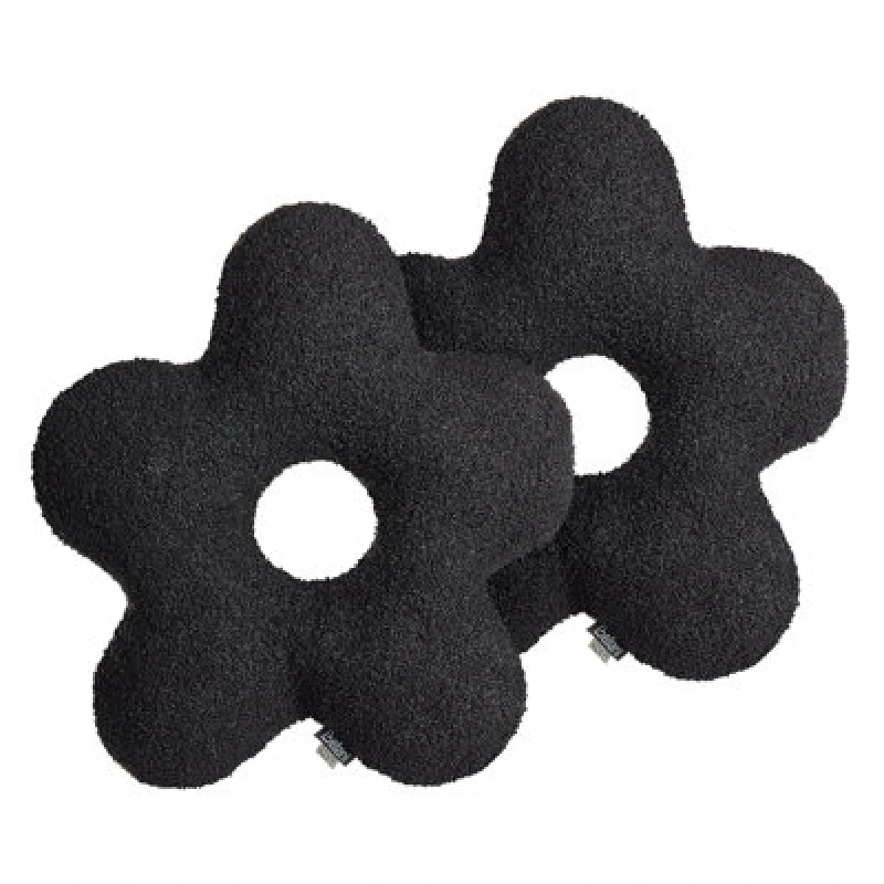 Image of Beliani Set Of 2 Decorative Cushions Camponula Boucle 40 X 40 Cm Black Solid