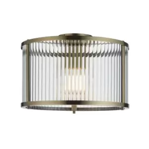 Image of Ridgeton Decorative Flush Ceiling Lamp Antique Brass