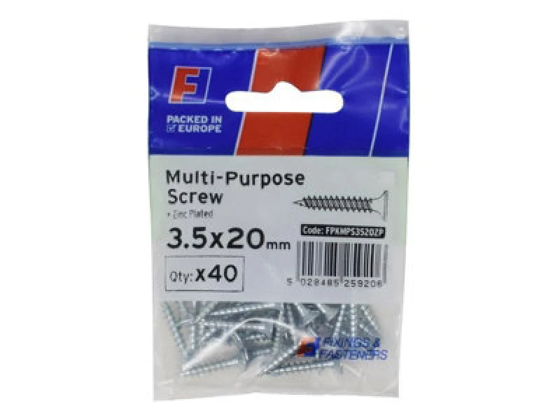 Image of Forgefix Multi Purpose Pozi Screw Csk St Zp 3.5 X 20mm Forgepack 40 Forfpms3520Z