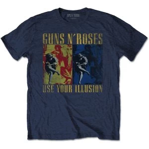 Image of Guns N' Roses - Use Your Illusion Navy Unisex Large T-Shirt - Blue