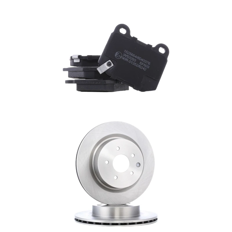 Image of RIDEX 3405B2385 Brake disc and pads set Rear Axle, Brake Disc Type: internally vented, with acoustic wear warning Brake Set,disc brakes (3405)