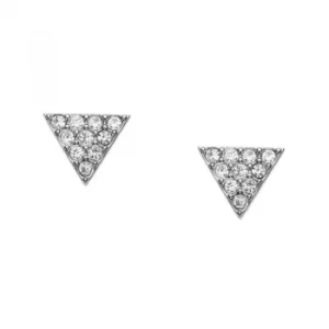 Image of Ladies Fossil Silver Plated Triangle Stud Earrings