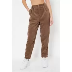 image of I Saw It First Chocolate Corduroy High Waist Trousers - Brown