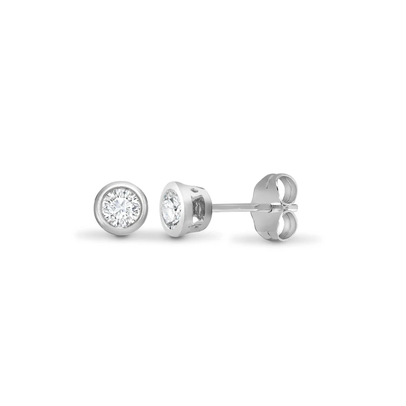 Image of Jewelco London 18ct White Gold 0.5ct Diamond Solitaire Stud Earrings - 18E014-050 Silver female