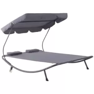 image of Outsunny Double Hammock Sun Lounger w/ Stand and 2 Pillows