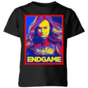 Image of Avengers Endgame Captain Marvel Poster Kids T-Shirt - Black - 11-12 Years