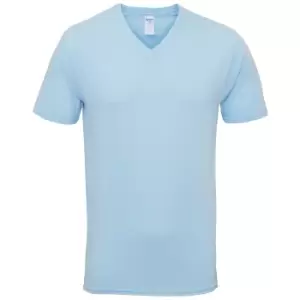 image of Gildan Mens Premium Cotton V Neck Short Sleeve T-Shirt (L) (Light Blue)