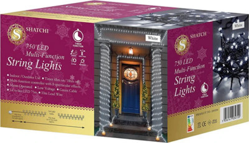 Image of Shatchi 750LEDs Multifunction Timer String Fairy Lights 75M Indoor/Outdoor Decorations White