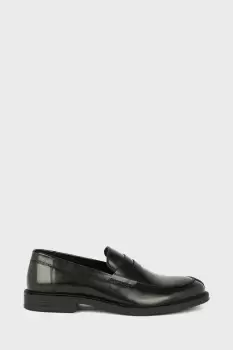 image of Black Smart Leather Slip On Loafers