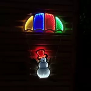 image of 60cm LED Infinity Christmas Light Hanging Parachute with Snowman Decoration