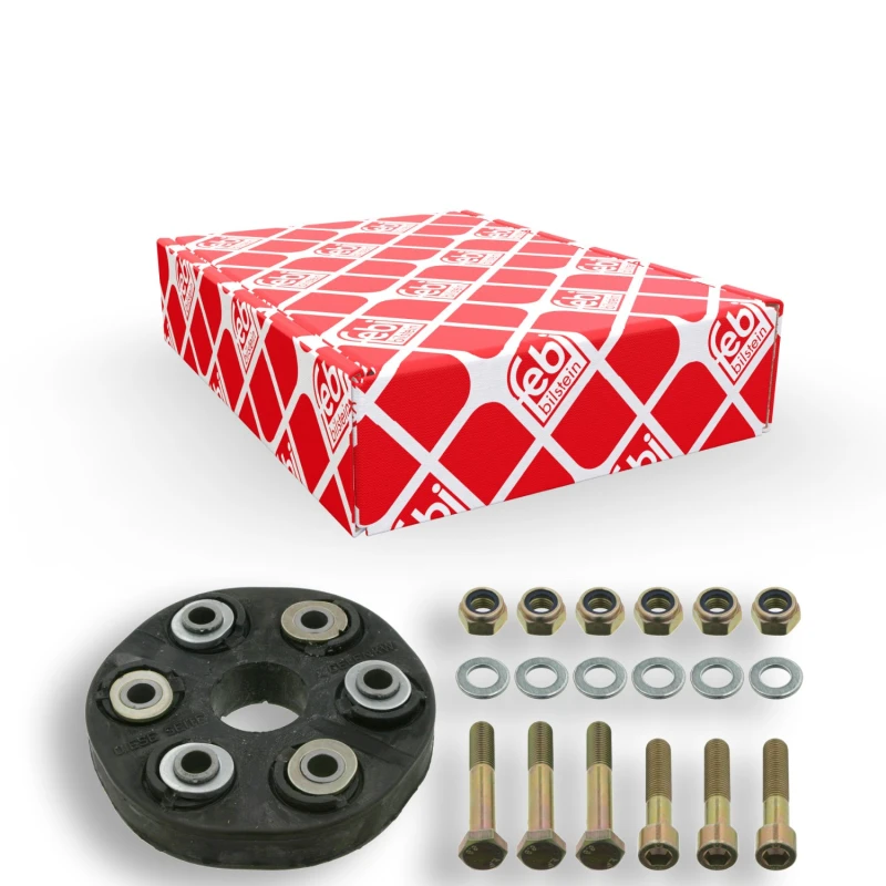 Image of FEBI BILSTEIN 03615 Drive Shaft Coupler with washers, with nuts, Front, Bolt Hole Circle Ø: 100mm, OE Turbo NEW Joint,propeller shaft (1427)