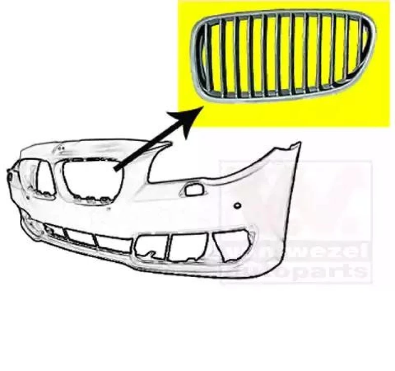 Image of VAN WEZEL 0619511 Radiator Grill Left, chrome/black, chrome Radiator Grille (472)