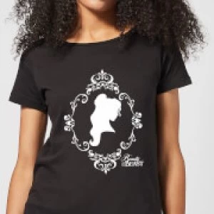 Image of Disney Beauty And The Beast Belle Silhouette Womens T-Shirt - Black