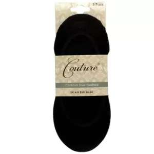 image of Couture Womens/Ladies Comfort Sole Liner Socks (Pack of 3) (One Size) (Black)