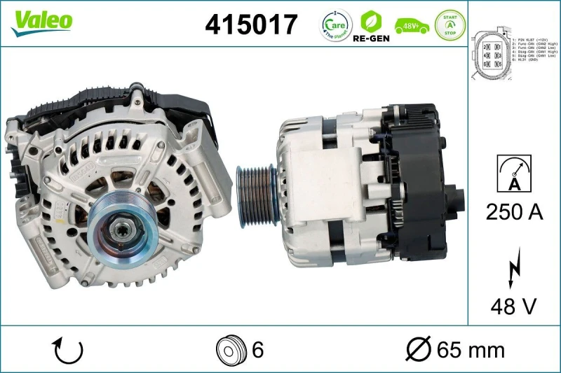 Image of VALEO 415017 Alternator, starter VALEO RE-GEN 48V IBSG Alternator,starter (3079)