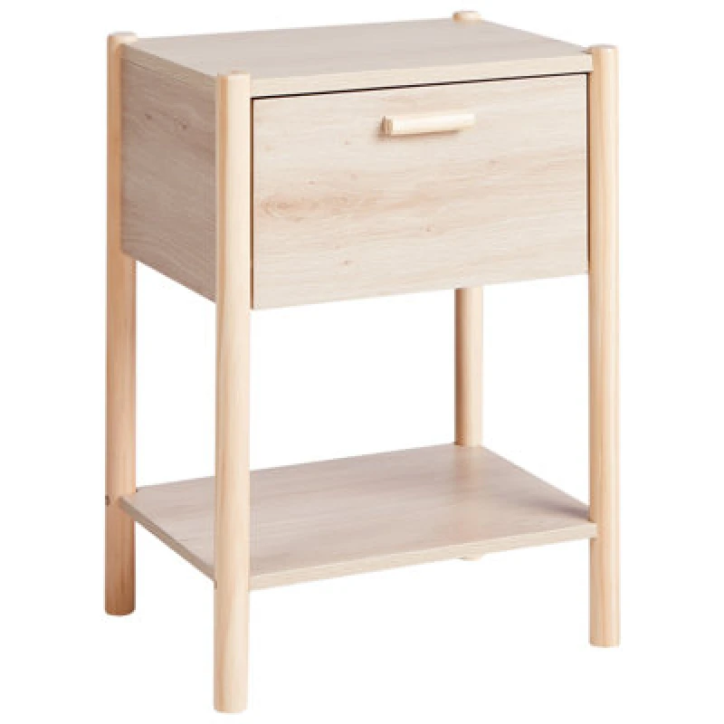 Image of Beliani 1 Drawer Bedside Table Holderville Light Brown