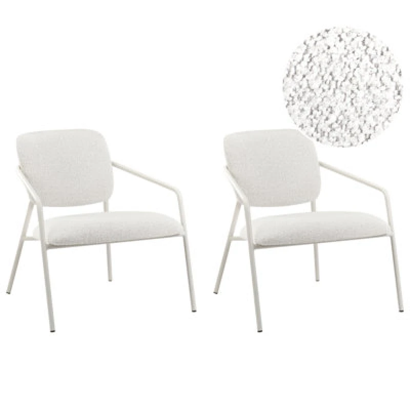 Image of Beliani Set Of 2 Armchairs Loa Fabric Off-White
