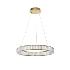Image of Merano - Kingston Integrated LED Pendant Ceiling Light Gold Metal, Crystal LED 40W 4647Lm 3500K